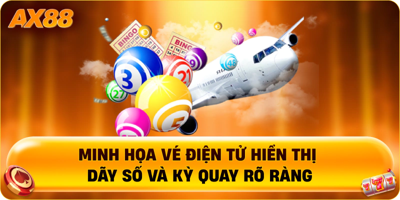 Minh họa vé điện tử hiển thị dãy số và kỳ quay rõ ràng